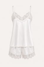 Short Doll com Renda em Cetim Off White Essencial