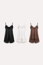 Short Doll com Renda em Cetim Marrom Essencial