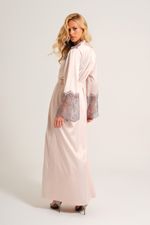 Robe Longo com Renda Cinza em Cetim Nude