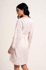 Robe Curto com Renda Cinza em Cetim Estampa Beija Flor