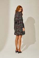 Kimono em Viscose Estampa Paisley Marrom e Tiffany