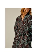 Kimono em Viscose Estampa Paisley Marrom e Tiffany