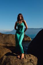 Slip Dress Midi em Cetim Tiffany