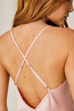 Slip Dress Midi em Cetim Rosa Ballet