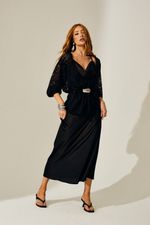 Slip Dress Midi em Cetim Preto