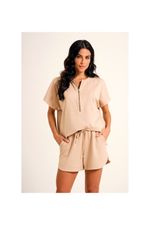 Short Loungewear Bege em Malha Power