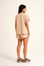 Short Loungewear Bege em Malha Power