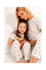 Pijama Longo com T-shirt Infantil em Malha Maquinetada Estampa Mini Floral