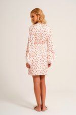 Robe Curto com Renda em Cetim Estampa Morango