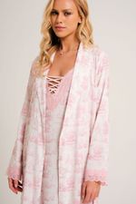 Camisola Curta com Renda em Viscose Estampa Toile Ballet