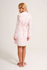 Robe Curto com Gola Xale e Renda em Viscose Estampa Toile Ballet