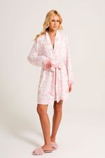 Robe Curto com Gola Xale e Renda em Viscose Estampa Toile Ballet