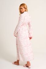 Robe Midi com Gola Xale e Renda em Viscose Estampa Toile Ballet