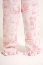 Pijama Clássico Semi Longo Infantil com Botões e Babado em Viscose Estampa Toile Ballet