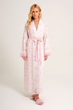 Robe Midi com Gola Xale e Renda em Viscose Estampa Toile Ballet