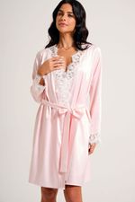 Robe Curto com Renda em Cetim Rosa Ballet