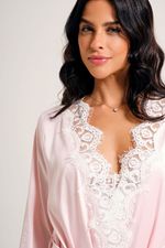 Robe Curto com Renda em Cetim Rosa Ballet