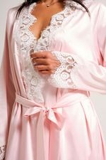 Robe Curto com Renda em Cetim Rosa Ballet