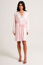 Robe Curto com Renda em Cetim Rosa Ballet