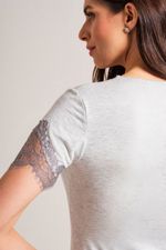 Pijama Curto com Renda em Malha Viscolycra Mescla