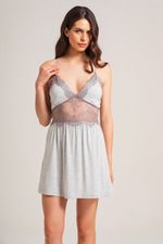 Camisola Curta com Renda em Malha Viscolycra Mescla