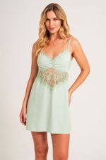 Camisola Curta com Renda em Viscose Pistache
