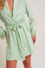 Robe Curto com Renda em Viscose Pistache