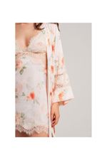 Robe Curto com Renda em Cetim Estampa Floral