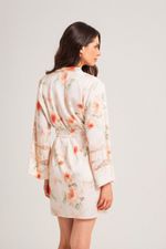 Robe Curto com Renda em Cetim Estampa Floral
