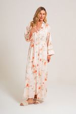 Robe Longo com Renda em Cetim Estampa Floral