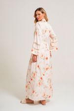 Robe Longo com Renda em Cetim Estampa Floral