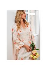 Robe Longo com Renda em Cetim Estampa Floral