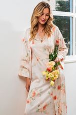 Robe Longo com Renda em Cetim Estampa Floral