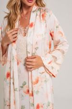 Robe Longo com Renda em Cetim Estampa Floral