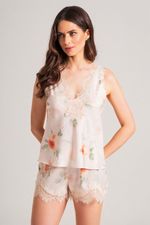 Short Doll com Renda em Cetim Estampa Floral
