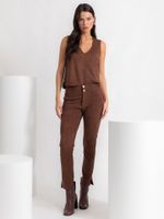 Calça Denise Malha Nobu Marrom Sépia