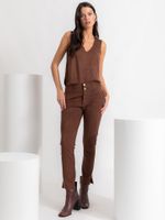 Calça Denise Malha Nobu Marrom Sépia