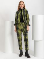 Calça Athena Algodão Aveludado Xadrez Maxi Verde