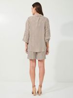Shorts Paris Viscose Xadrez Bege 
