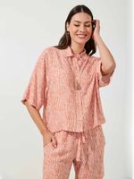 Camisa Lara Viscose Traços Laranja