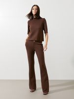 Calça Mari Longa Malha Boucle Café
