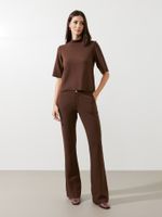 Calça Mari Longa Malha Boucle Café