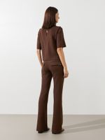 Calça Mari Longa Malha Boucle Café