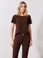 Blusa Brenda Malha Boucle Café