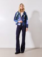 Calça Mari Longa Malha Boucle Marinho