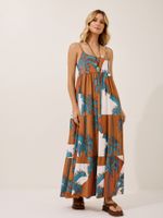 Vestido Luciana Malha Fria Trópicos Azuis 