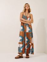 Vestido Luciana Malha Fria Trópicos Azuis 