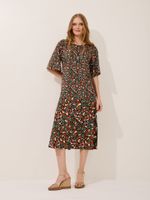 Vestido Priscila Malha Fria Selva Retrô Verde