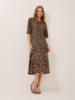 Vestido Priscila Malha Fria Selva Retrô Verde