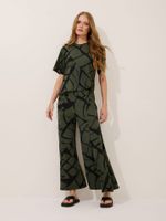 Calça Tuquinha Malha Fria Folhagem Orgânica Maxi